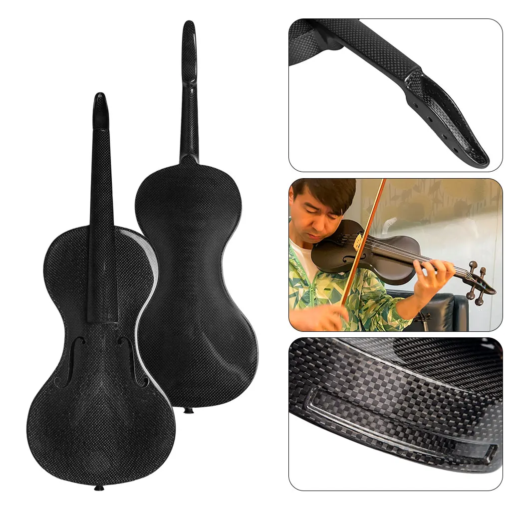 High Grade Unfinished Pure Carbon Violin Full Size 4/4 Carbon Fiber Violin Nice Finishing 4-4 Size Carbon Fiber Violins