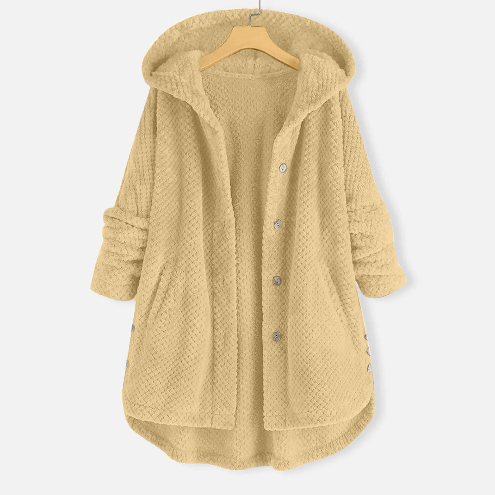 Autumn Winter Coat Women Warm Coat With Pocket  Wool Jacket Female Plush Coat Hooded Jacket New Women\'s Coats Solid Color Jacket