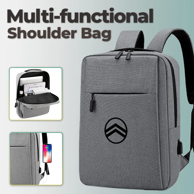 

Car Logo USB Rechargeable Shoulder Bag Waterproof Laptop Backpack For Citroen C4 C3 C5 C1 C2 Berlingo Celysee Cactus Saxo Grand