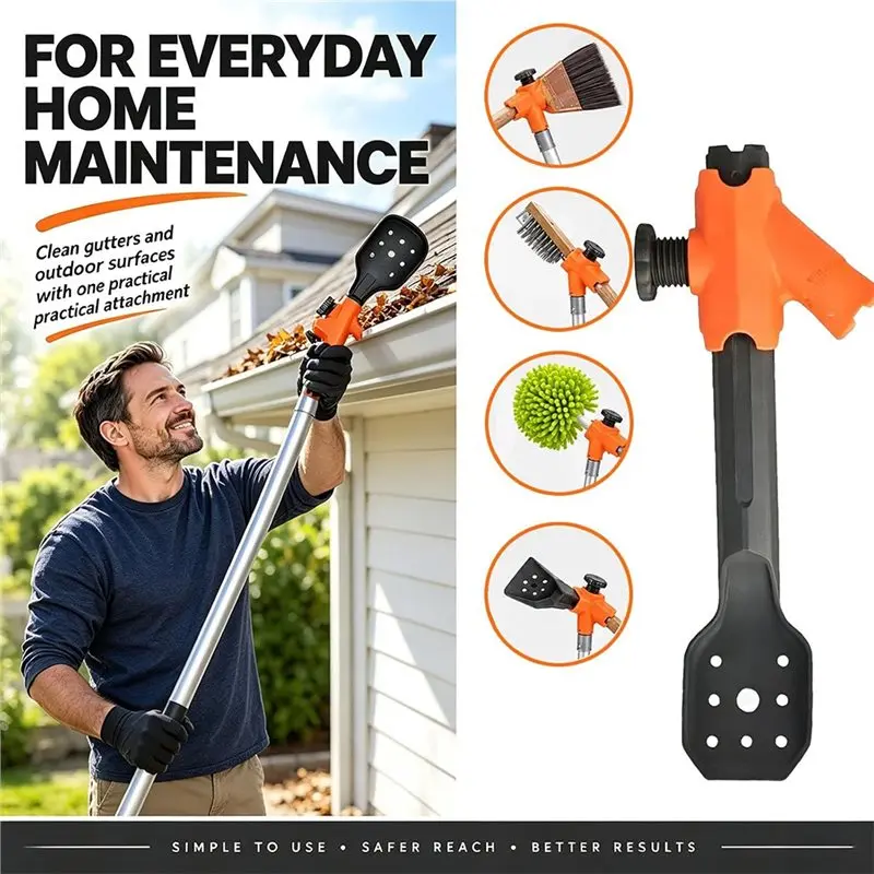 FYBL-No-Climb Gutter Cleaning Tool 5.25Ft, Multi-Functional From Ground, Adjustable Length& Angle Cleaner