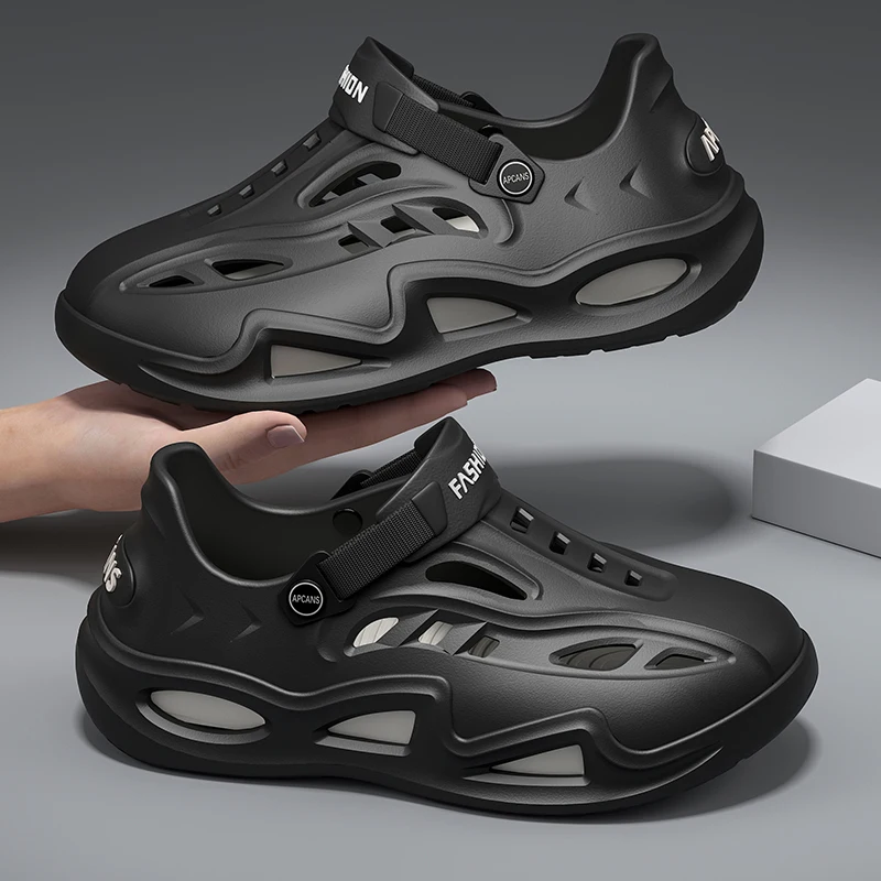 

Лето 2023, нескользящие мягкие тапочки, мужские уличные садовые сандалии с отверстиями, повседневная дышащая удобная домашняя обувь, обувь для прогулок