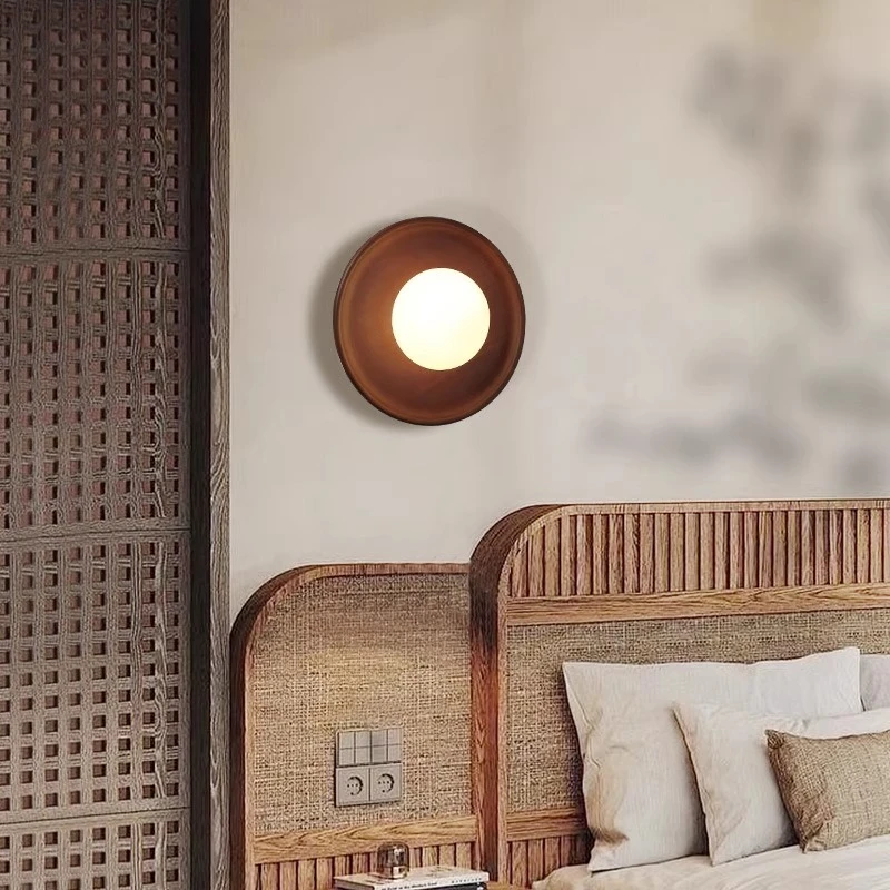

Medieval wabi-**** wind bedroom bedside wall lamp Japanese creative retro homestay stairs aisle living room background wall wall