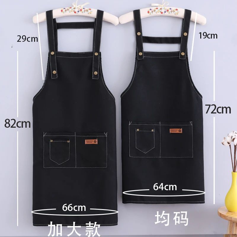 Suspenders apron canvas breathable cover-up kitchen household waterproof and oil proof waist men's and women's enlargement custo