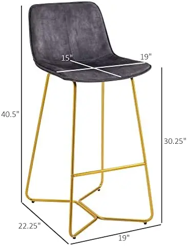 Taburetes de altura con patas de Metal doradas para comedor, sillas de tela de tacto aterciopelado, asiento de 30,25 pulgadas, hogar, G