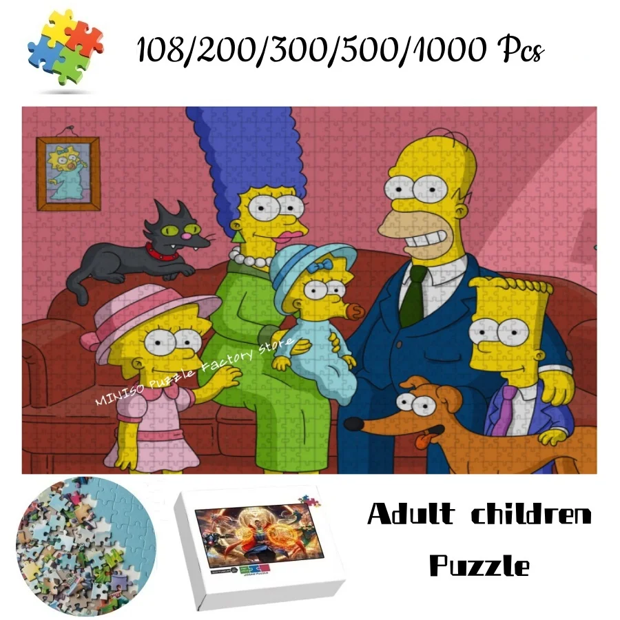 

The Simpsons Family Portraits Jigsaw Puzzle Tangram Game for Adults Children Size 108/200/300/500/1000 Pieces Wooden Puzzle Gift