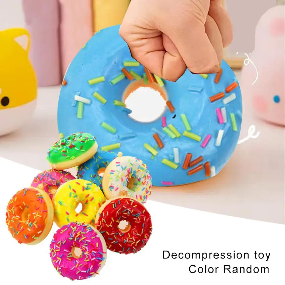 

Slow Rebound Bread 7cm Donut Decompression Toy Pendant PU Simulation Pinching Release Stress Prank Props Gift Toy For Kids