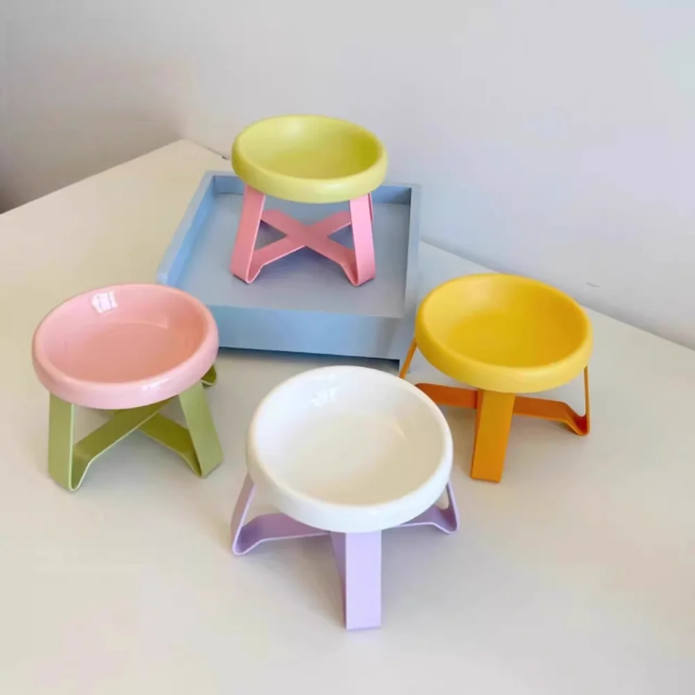 Elevated Pet Bowl Set: Raised Feeder with Stand To Prevent Cat Acne & Aid Digestion for Neck Support, Easy-Clean PE Material view 4
