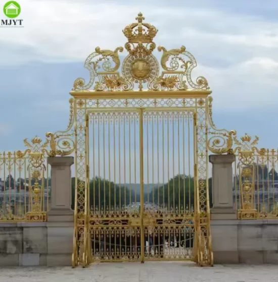 Porte en fer doré de luxe, Design supérieur, Villa Manor Castle, porte d'entrée extérieure, personna