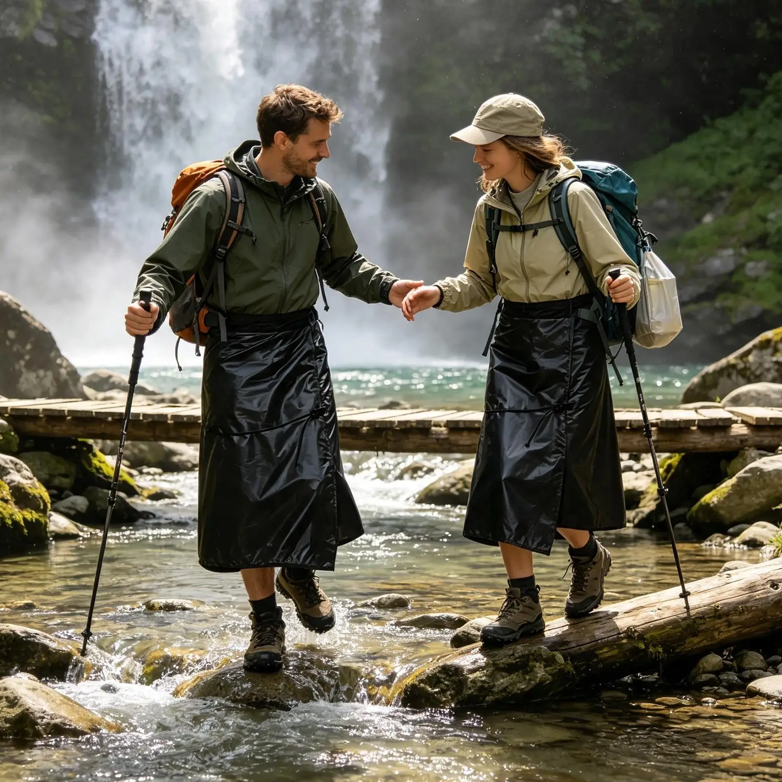 Rain Skirt Lightweight Packable Waterproof Half-Body Wrap Protective Rain Poncho Portable Outdoor Rain Cover for Camping Hiking
