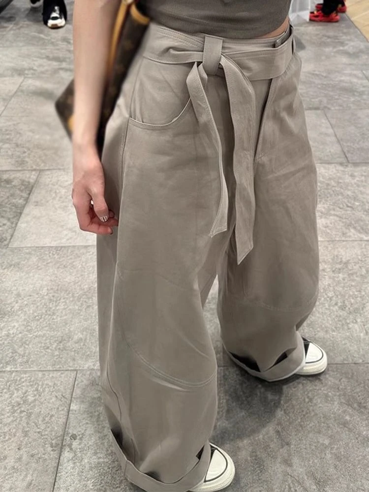 HOUZHOU Vintage Women Baggy Pants Harajuku Y2k Hip Hop Style Oversized Trousers Grunge High Waist Wide Leg Pants Streetwear
