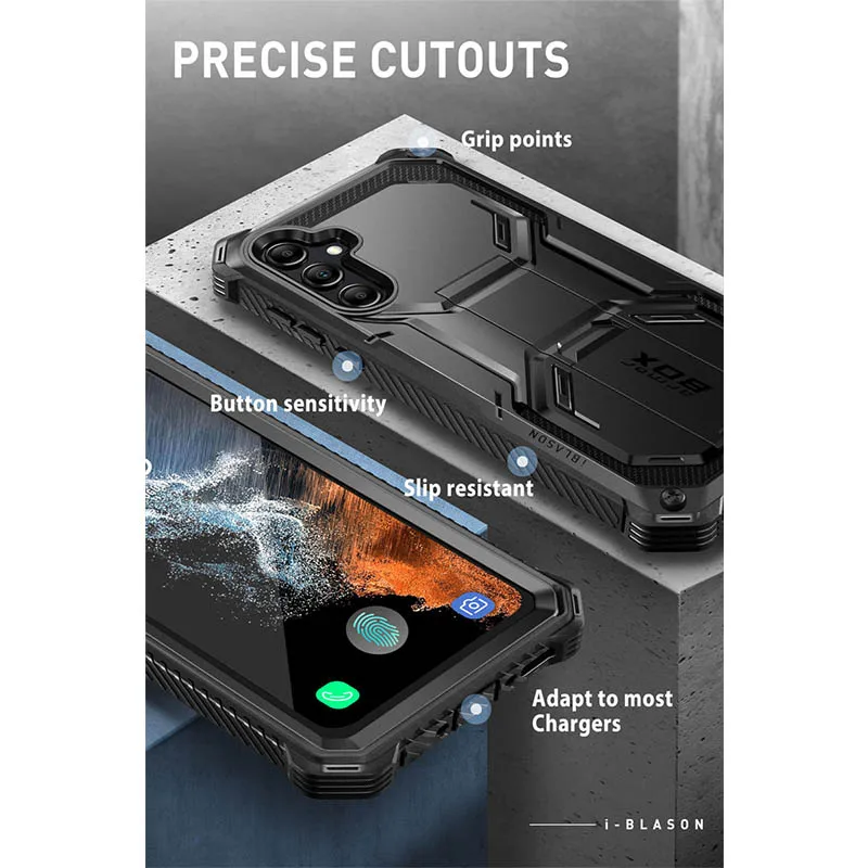 For Samsung Galaxy A54 5G Case I-BLASON Armorbox Full Body Heavy Duty Shock Reduction Kickstand Case WITH Screen Protector