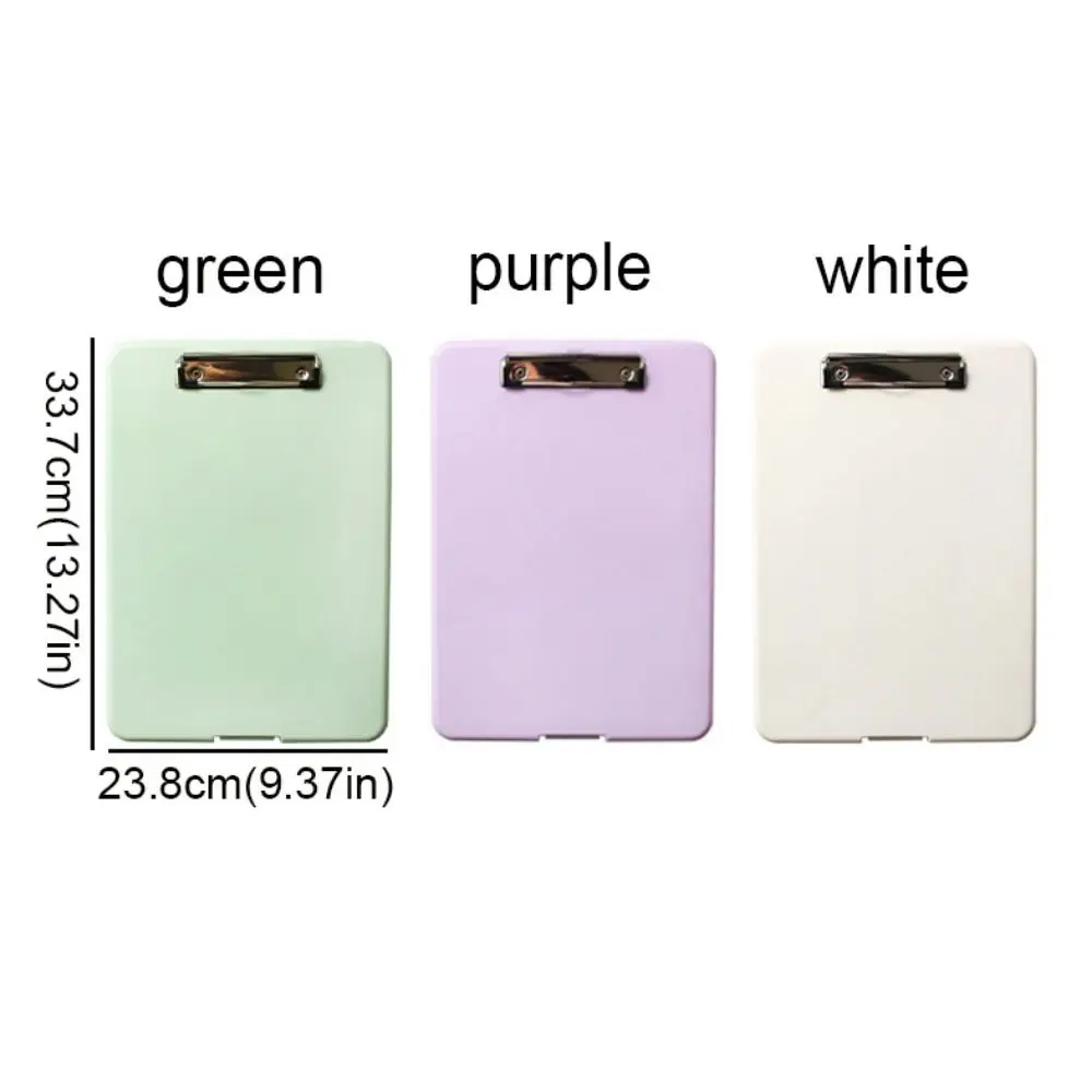 Vertical Opening A4 File Folder Plastic Candy Color Test Paper Storage Box with Metal Clip Writing Board Clipboard Writing Pad