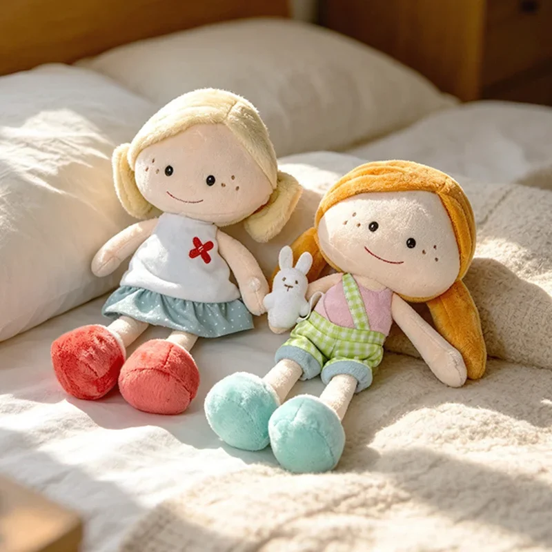 30cm Freckled Girl Plush Rag Doll Dress Up Design Soft Fluffy Stuffed Toy with Multiple Outfits for Home Decor Gift Collection