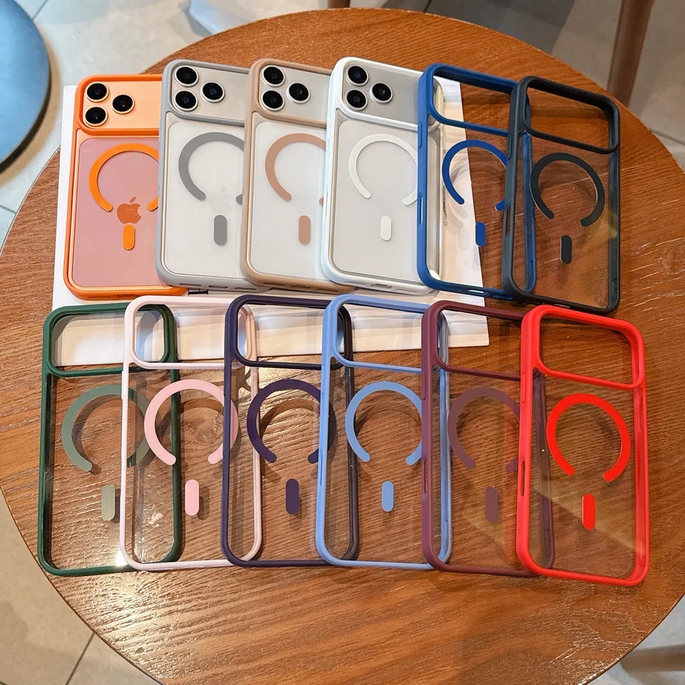 Funda transparente magnética de lujo para iPhone 18, 17, 16, 15 Plus, 14, 13, 12 Pro Max, mini, compatible con MagSafe 2