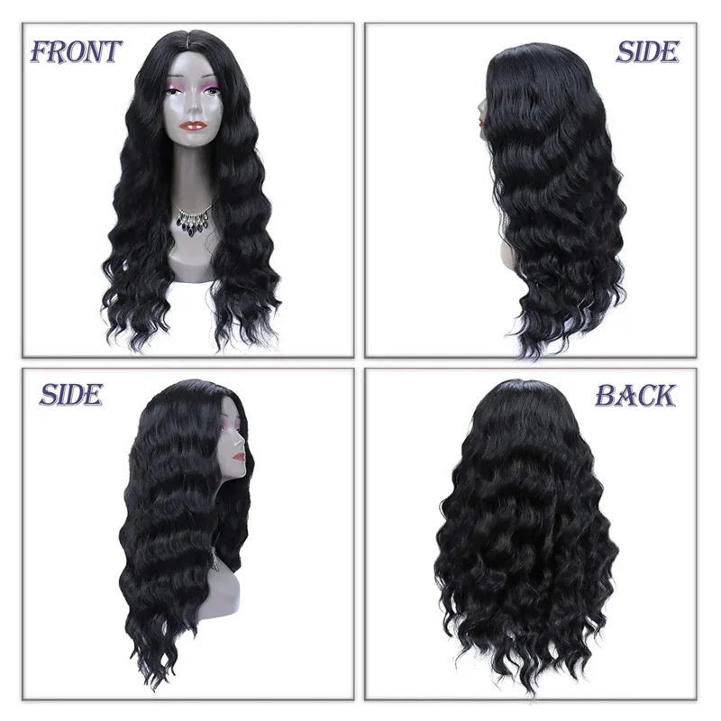 Natural Color Synthetic Middle Part Hair Wig  24-30inch Long Body Wave Wig Synthetic Wigs For Women Daily Use