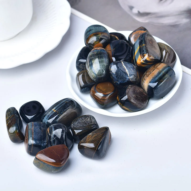 100g Natural Blue Tiger Eye Rolling Stone Large Particles Stone Healing Jewelry Making Home Decor Or Fish Tank Stone