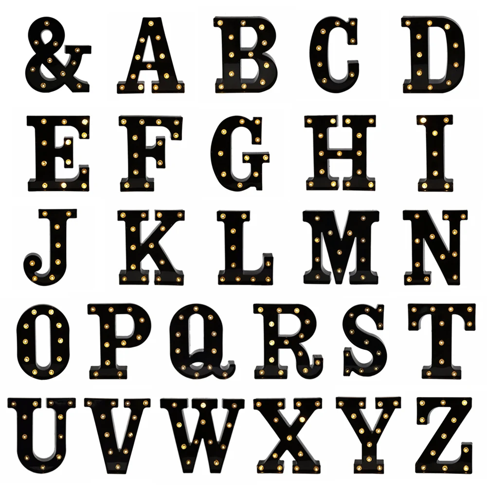 Newly Design Led Letters Lights 26 Alphabet Black Decorative Marquee Lamps for Wedding Party Birthday Home Bar Decoration