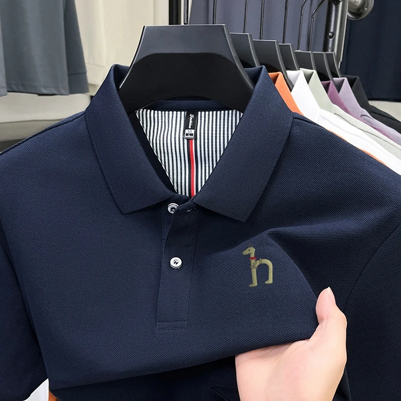 

Hot Sales Brand Designer Men's Polo Shirt Lapel Dog Print Short Sleeve 100Cotton T-shirt Summer Business Fashion Trend Menswear