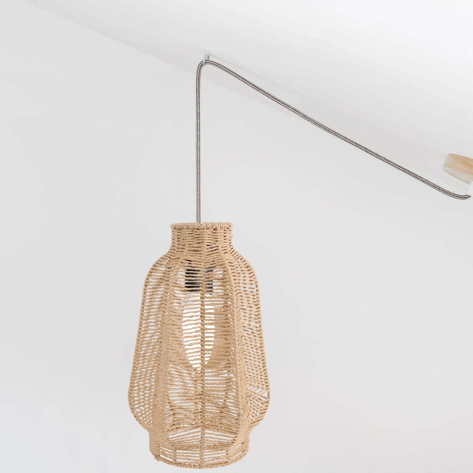 

Retro Lampshade Vintage Paper Woven Iron Durable Light Cover Farmhouse Bar Hotel Chandelier Hanging Ceiling Shade Decorative