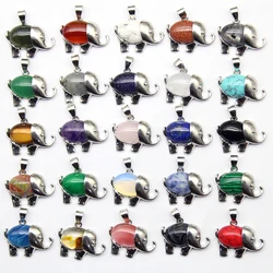 10pcs Natural Crystal Stone Pendants Necklaces Elephant Animal Reiki Jewelry for Women Girls Lovely Small Pendant Diy earrings