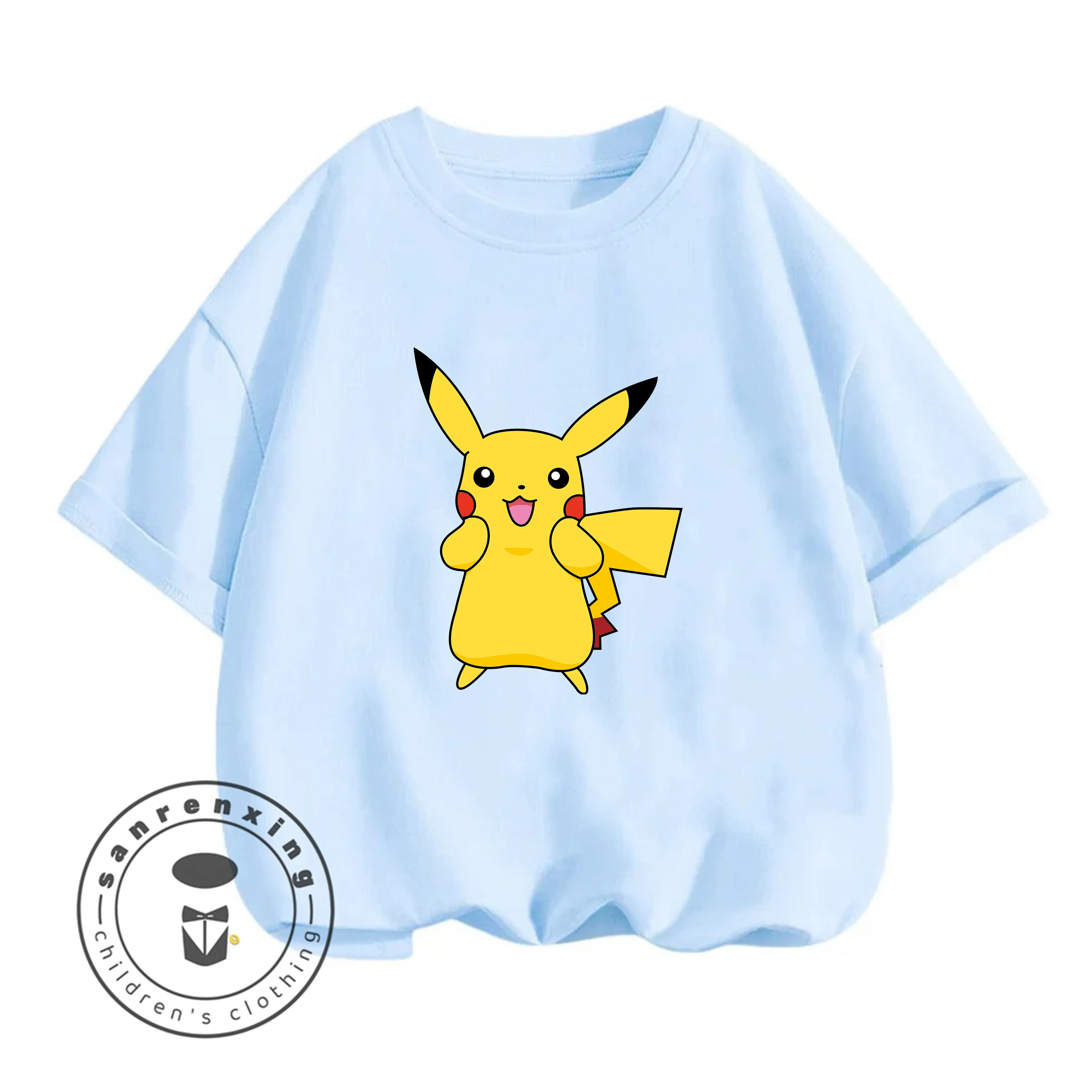 

2026 Trendy New Arrival 2D Pikachu Cartoon Short Sleeve Hot Sale Daily Clothes