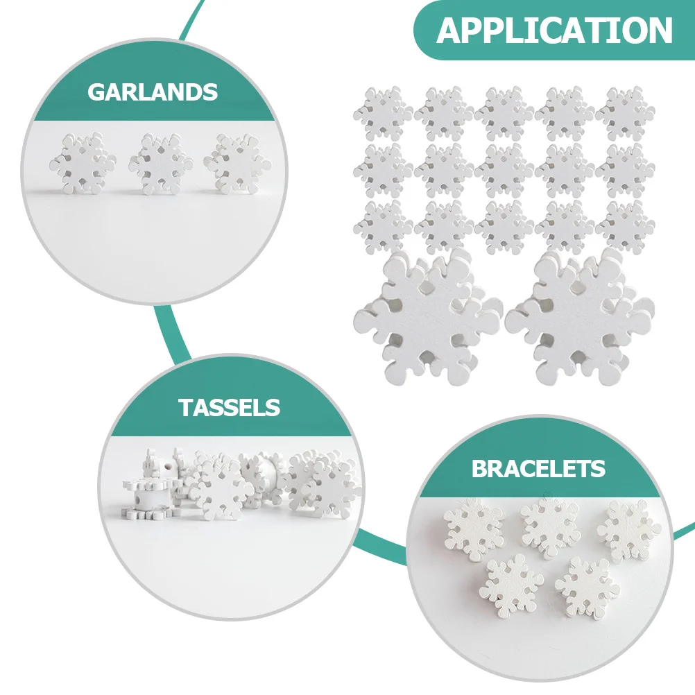 

50Pcs Wooden Beads Snowflake Style DIY Craft Beads for Jewelry Making Bracelet DIY Supplies Garlands Handicraft Decoration