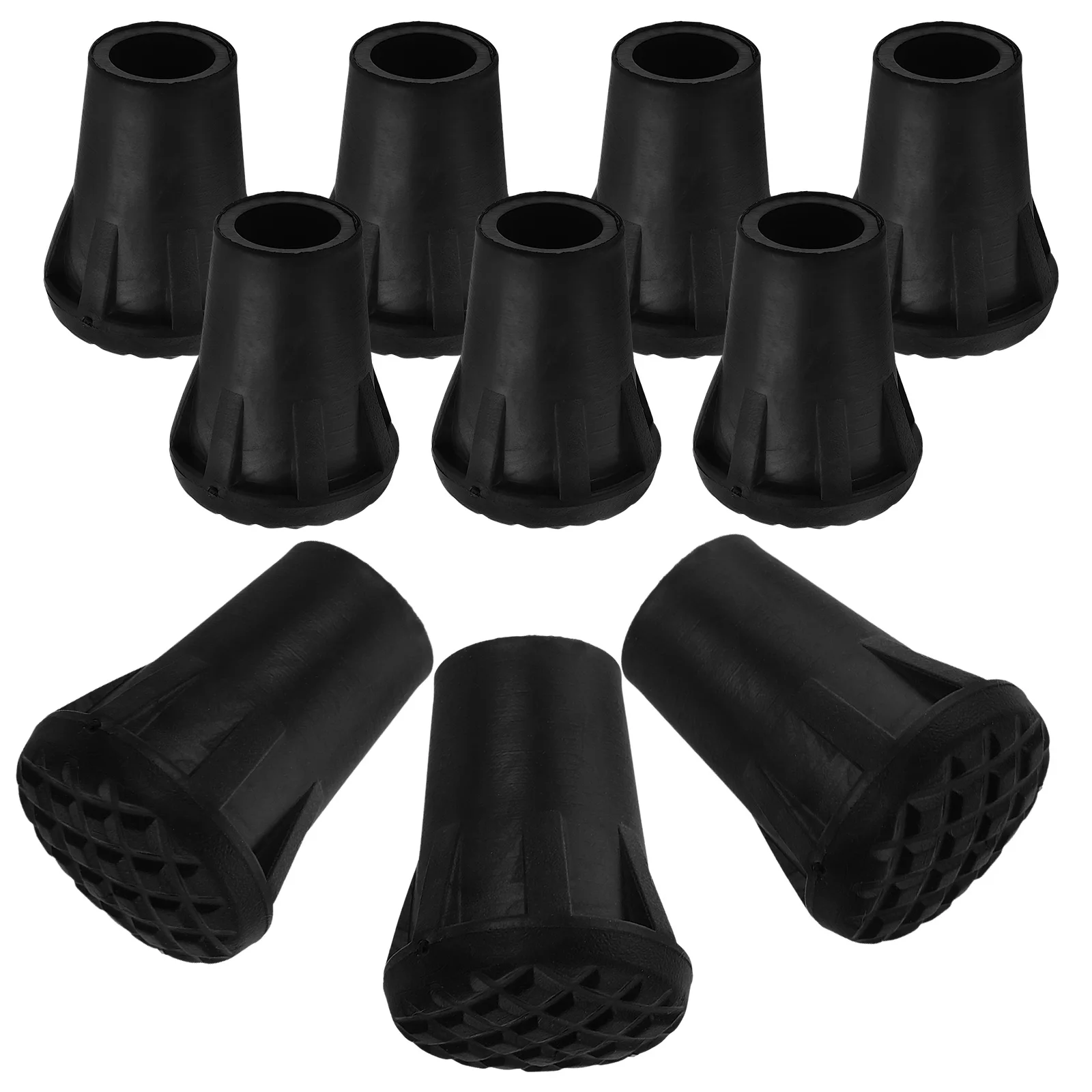 

10pcs Pole Tips Durable Rubber Covers For Hiking Trekking Pole Tips Stick Cane Replacement Feet Black Foldable