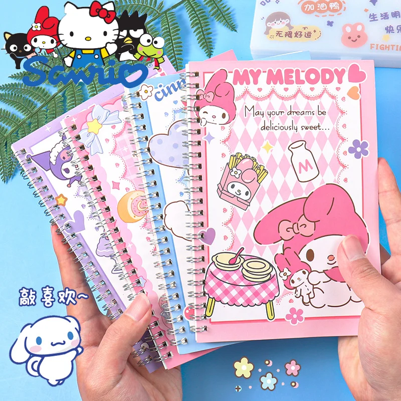 

Kawaii Sanrio A5 Spiral Notebook 60 Sheets Memo Cartoon My Melody Kuromi Cinnamoroll Journal Diary Student Study Office Supplies