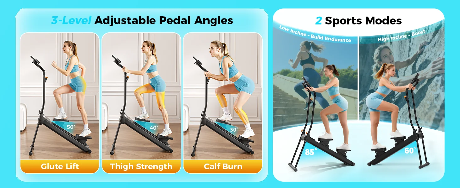 Stair Machine for Home with 3 Levels of Pedal Incline