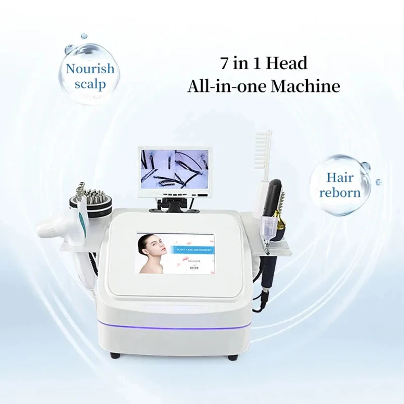 

2025 Высокочастотный детектор фолликул волос 7 в 1 с функцией анализации массажа для лечения кожи головы для роста волос