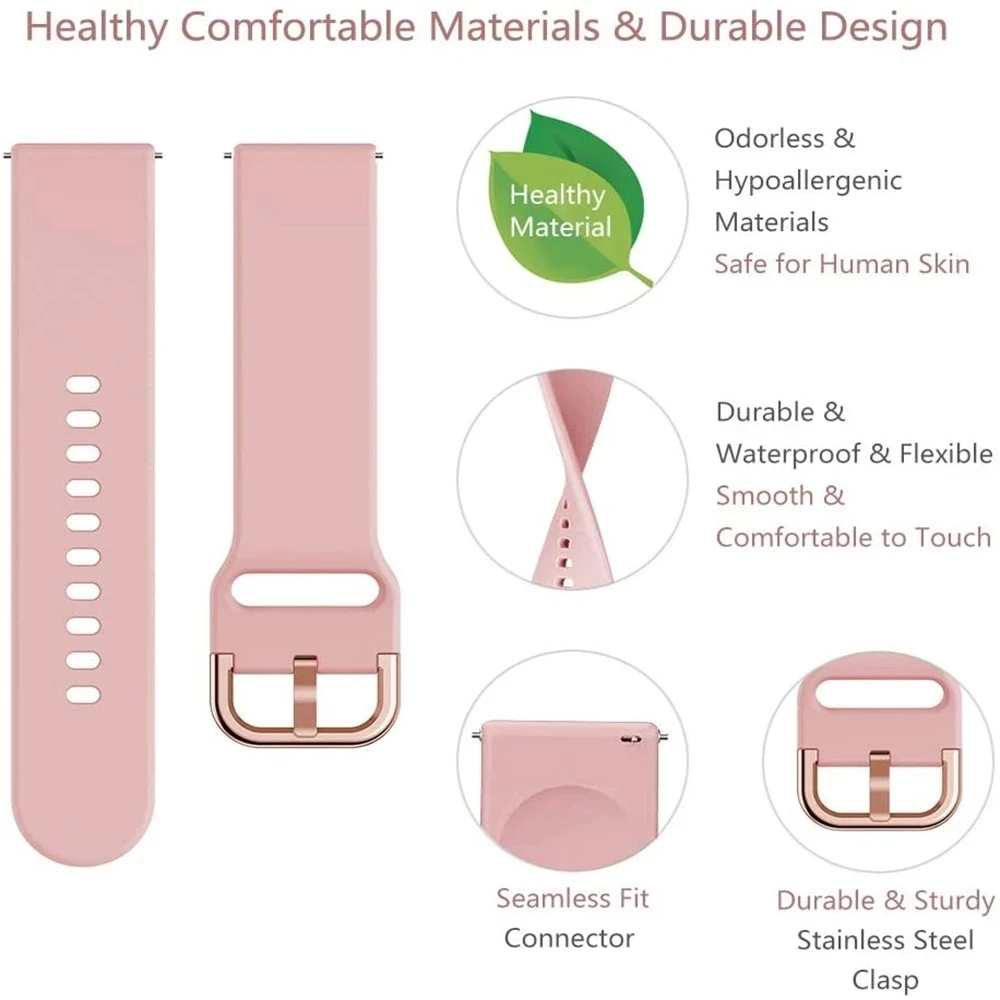 สายนาฬิกาข้อมือซิลิโคน20มม. สำหรับ Garmin vivoactive 5 3 Forerunner 165 55 645 245 venu 2plus สายรัดข้อมือเข้าใกล้สายนาฬิกา S42