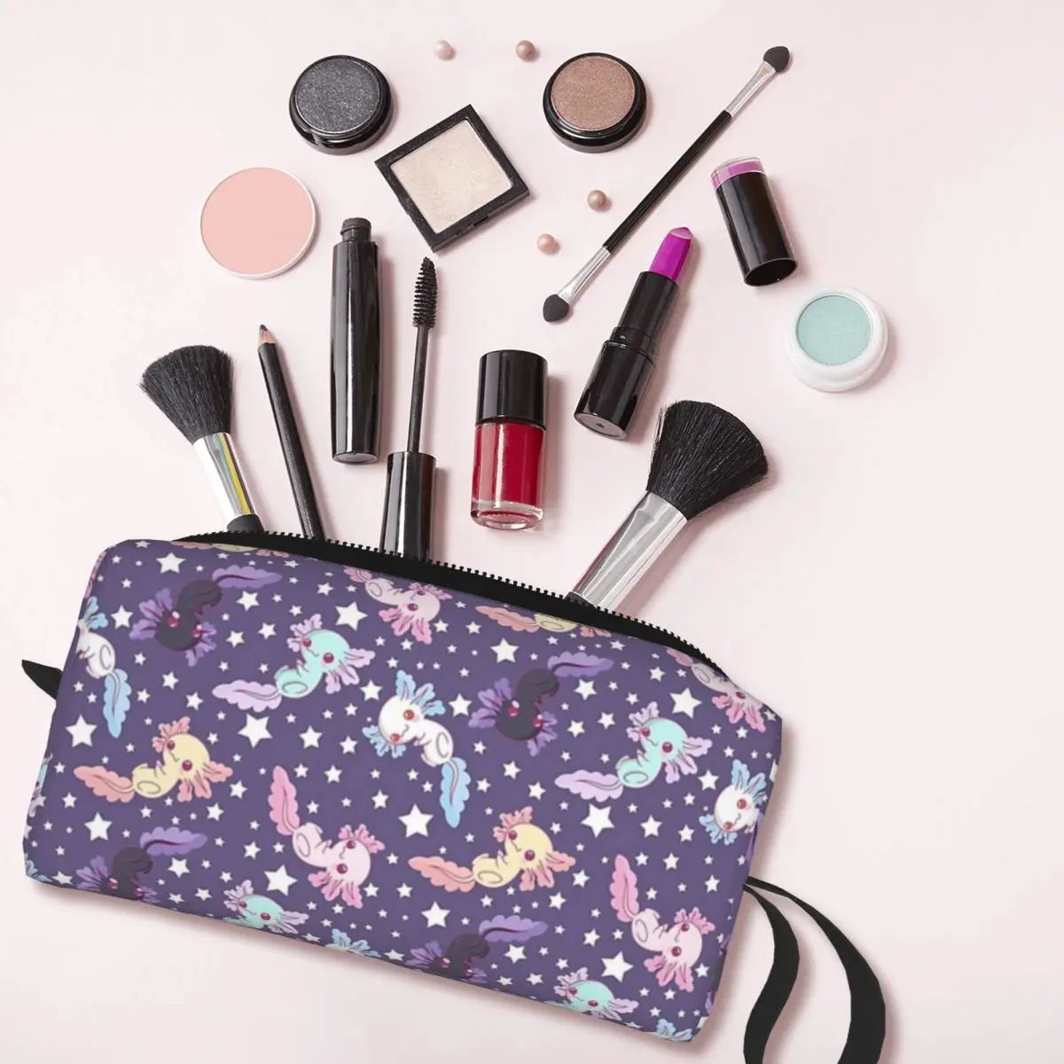 Astuccio per matite lilla modello Axolotl Kawaii Astuccio per penne per bambini Astuccio per matite Forniture di cancelleria Astuccio per cosmetici da viaggio per donna