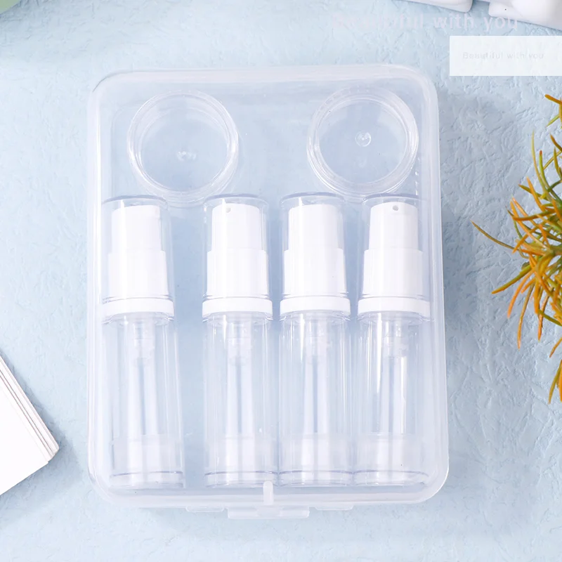 

4Pcs 5ML Clear Empty Refillable Airless Vacuum Pump Cream Lotion And Spray Portable Bottle Set Sample Packing For Toiletries