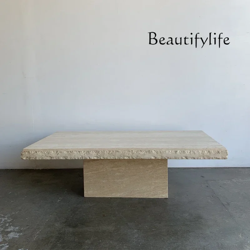 

New Natural marble cave stone coffee table simple modern broken surface original rough cave stone tea table damage