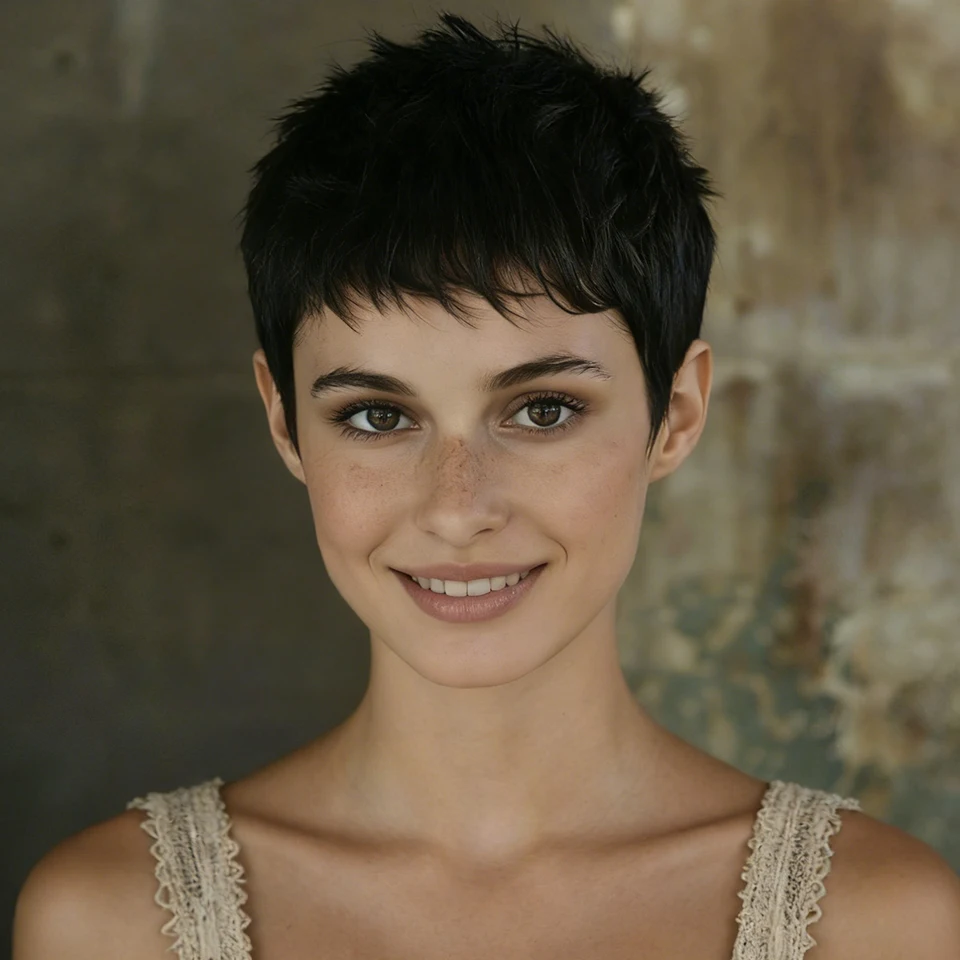 

Короткие черные прямые парики-пикси из бразильских человеческих волос для женщин, полностью машинной работы, подходят для повседневного ношения