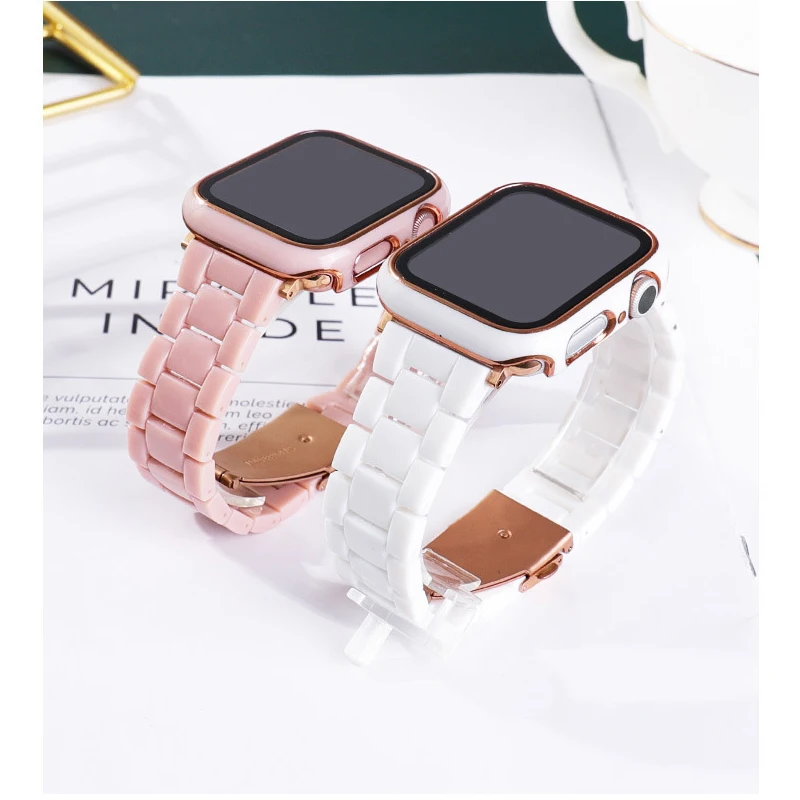 Acrylic Watch Strap For Apple Watch Band 8 SE 7 6 5 Fashion Three Beads Apple Watch Accessories 44mm 45mm 40mm 38mm