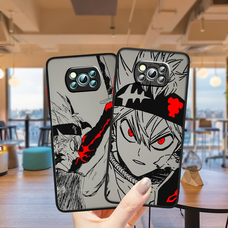 Black Clover Popular Anime Frosted Translucent For Xiaomi Mi Poco X5 X4 X3 M6 M5S M5 M4 M3 F5 F4 F3 GT Pro 5G TPU Phone Case