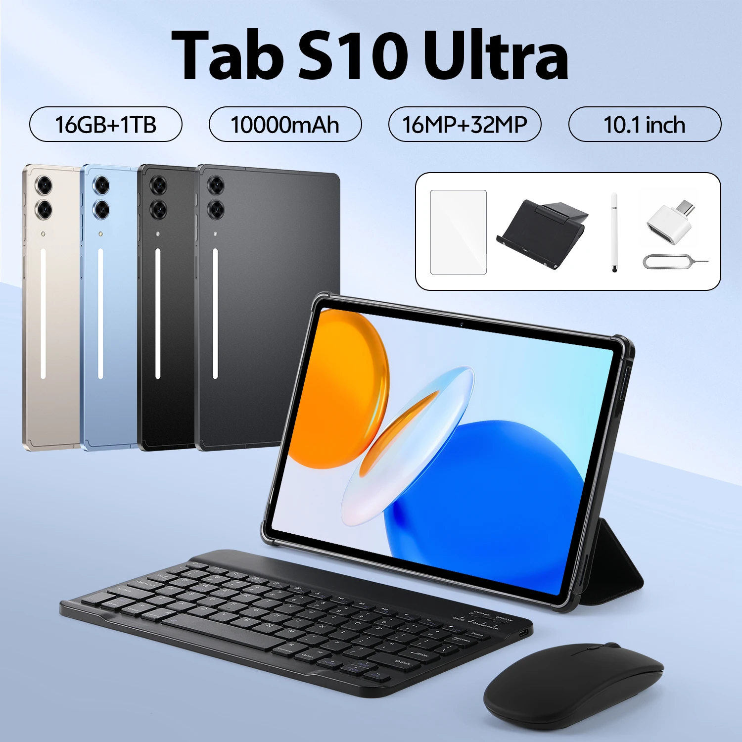 تابلت تاب S10 Ultra 10.1 بوصة أندرويد 15 16 جيجابايت + 1 تيرابايت بطاقة مزدوجة 10000 مللي أمبير في الساعة MSnapdragon 8 Gen3 Core WIFI + GPS تابلت