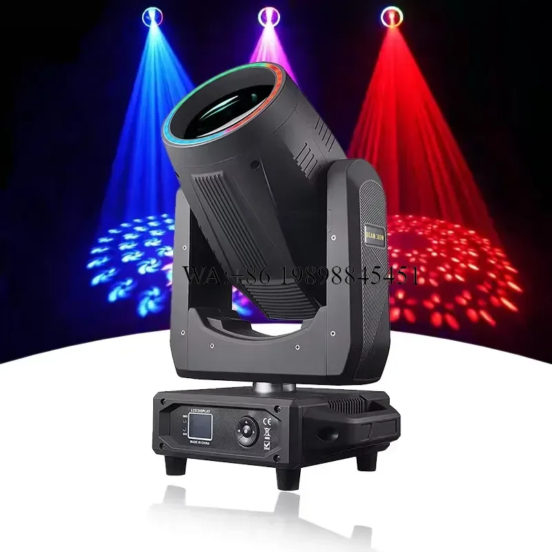 WMWMNU 380W Beam Moving Head Light With RGBW Halo Ring DMX512 Sound-Activated Stage Lighting for Wedding DJ Disco Concert