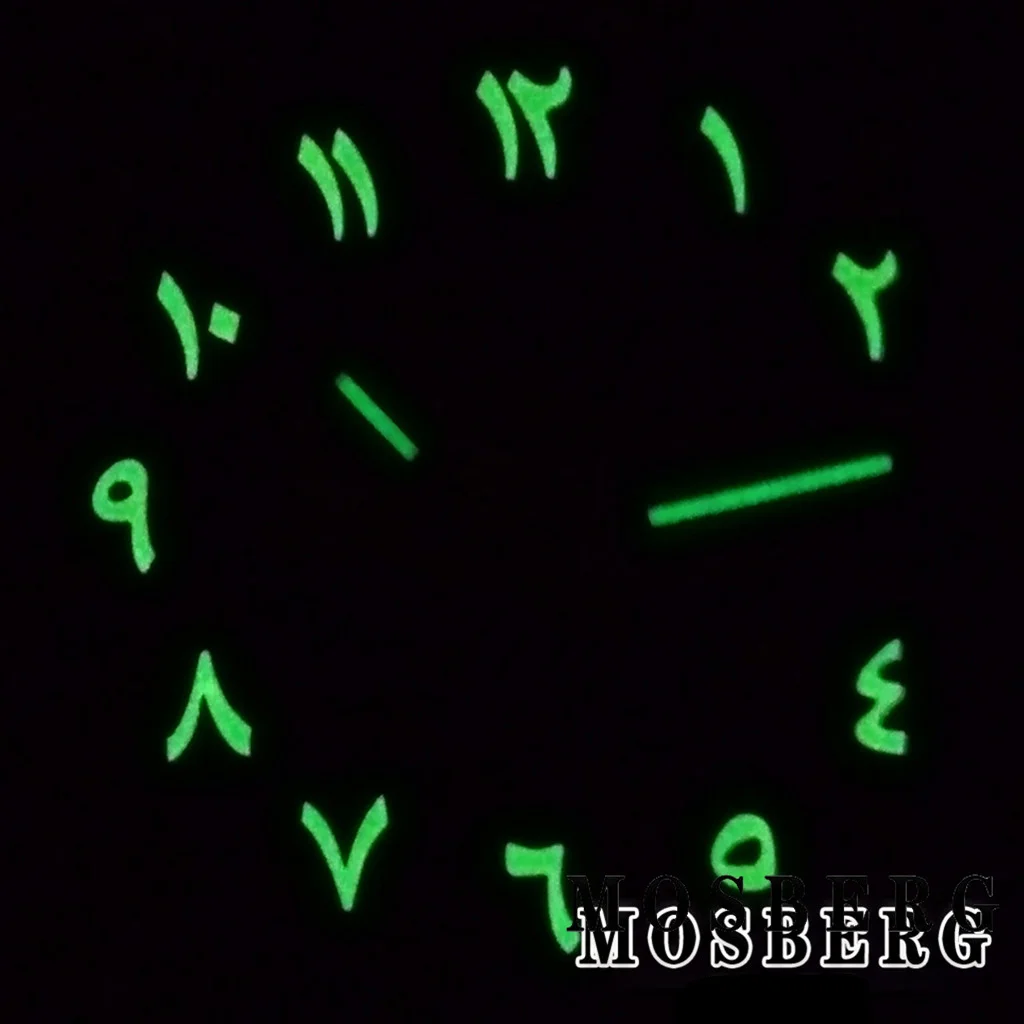 Esfera de reloj negra estéril de 29mm, esfera luminosa verde para NH35 NH36, movimiento compatible con 3,0 en punto a las 3,8 en punto