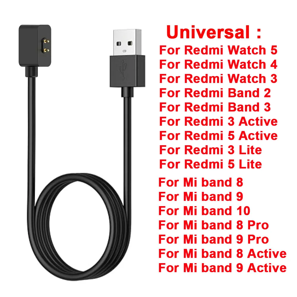 Magnetic Charger for Xiaomi Smart Band 8 9 10/8 9Pro/8 9 Active/Redmi Watch 3 4 5/3 5 Active/3 5Lite Universal USB Charging Cabl