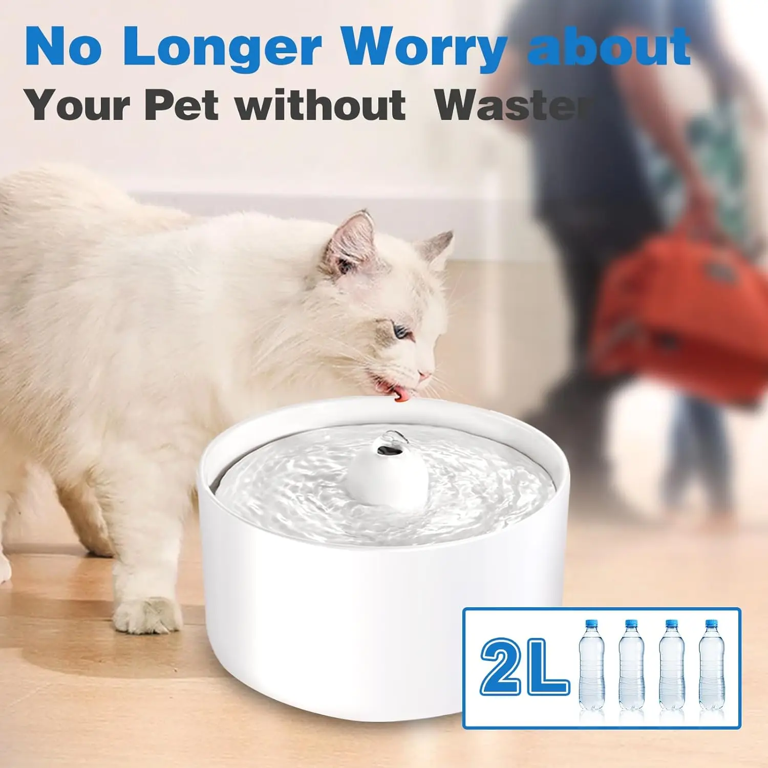 Petwant 2L BPA-free Ceramic Automatic Pet Cat Water Fountain Bowl For Dogs Drinker with Replacement Filters Cats Accessories