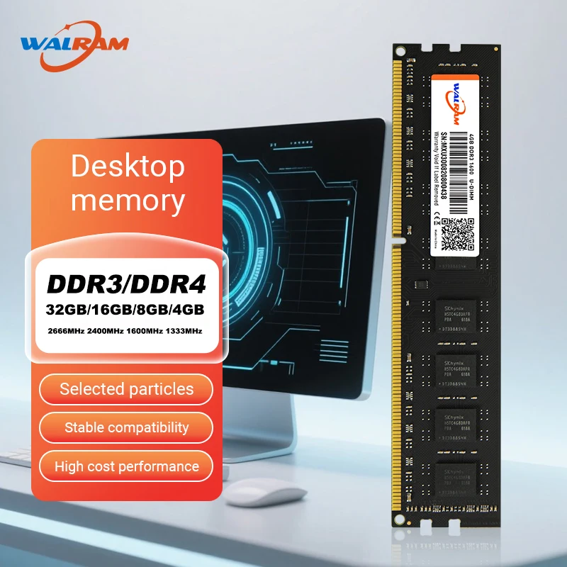 Walram DDR4 2666MHz Memoria Ram DDR3 8GB 1600MHz Ram DDR4 16GB 32GB 4GB 2400Mhz 1333MHz Udimm Internal Memory For PC Desktop