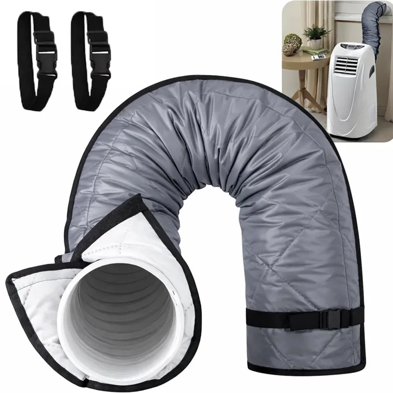 Portable Air Conditioner Hose Insulating Sleeve with Adjustable Straps Easy Install Thermal Protection Cover for Exhaust Pipe