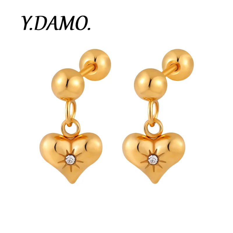 Серьги-гвоздики Damo из нержавеющей стали, изысканные серьги-гвоздики Ins Style, дизайн-капельки в форме сердца, серьги-гвоздики, ювелирные изделия, подарочные серьги