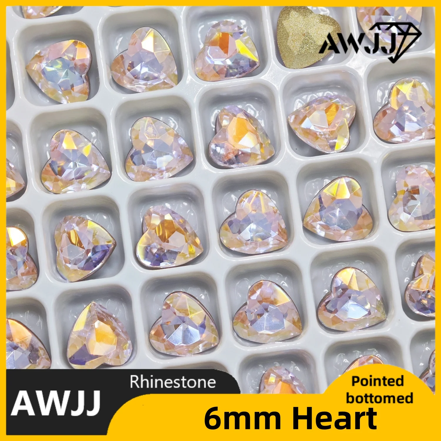 コニャックピンクドロップハート蝶形の尖った底の装飾宝石イヤリングネックレスネイルジュエリーアクセサリーに使用