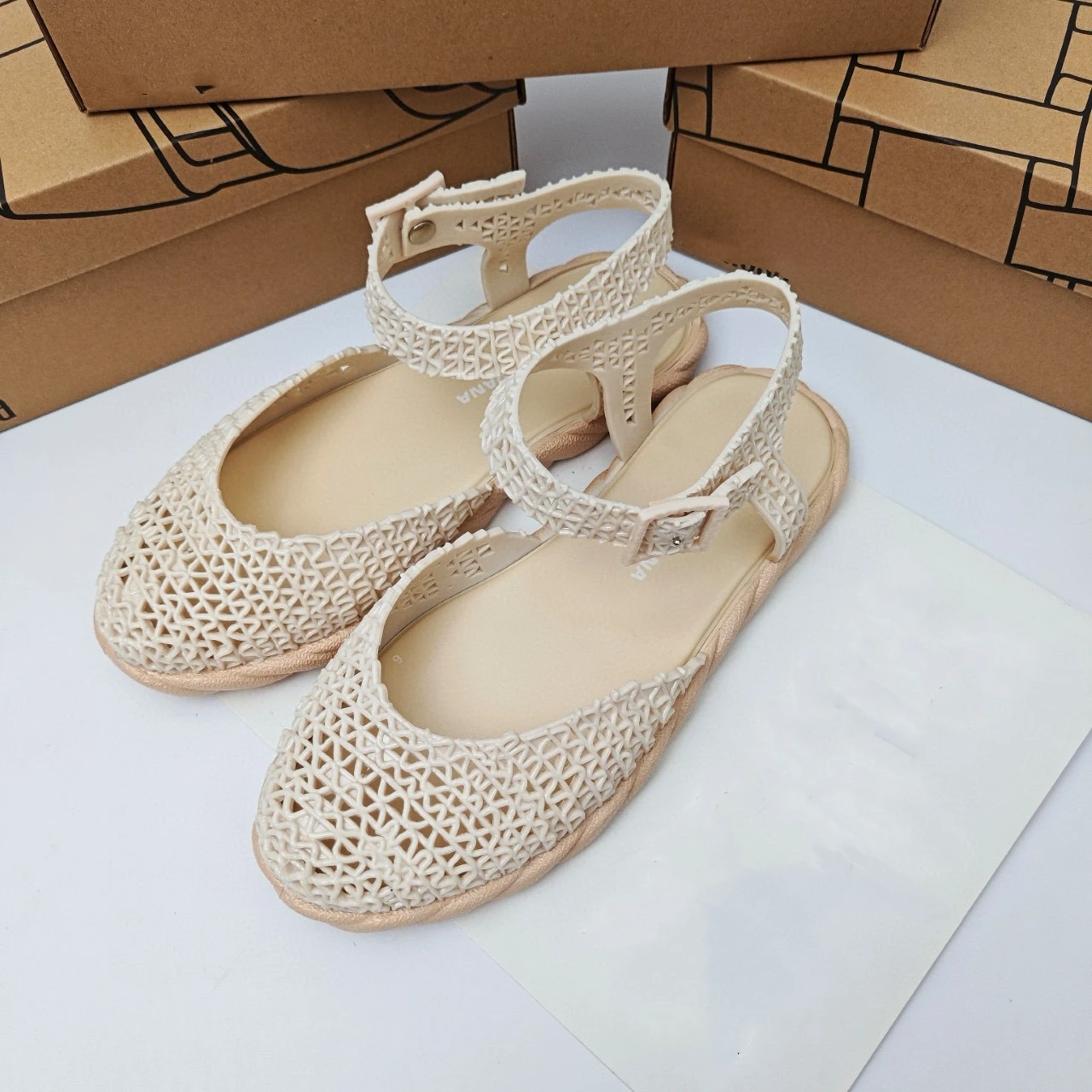 

Женские плетеные сандалии-желе с мягкой подошвой и пряжкой, летние пляжные туфли для взрослых, для отпуска