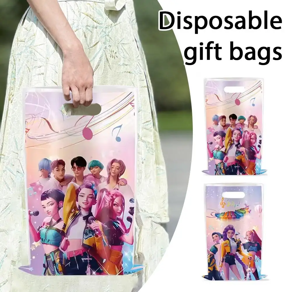 10 pièces KPop Demon Hunters fête à thème sac cadeau jetable cadeau d'anniversaire Kpop démon Hunter fête à thème sac cadeau jetable