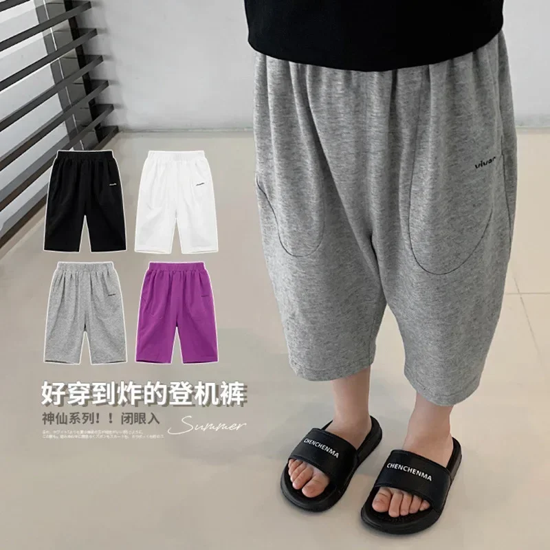

Childrens summer Loose Cotton calf ankle length Pants for Kids Boys' Shorts kids clothes