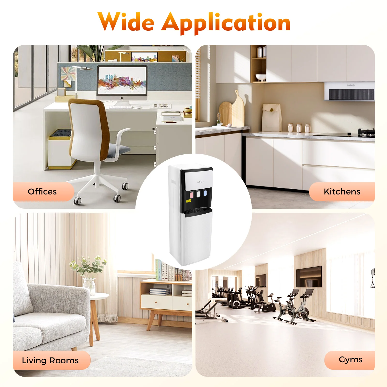 500W Bottom Loading Hot & Cold Standing Water Dispenser with Anti-slip Bottom for, Offices, Nurseries, Homes, Gyms, Kitchens